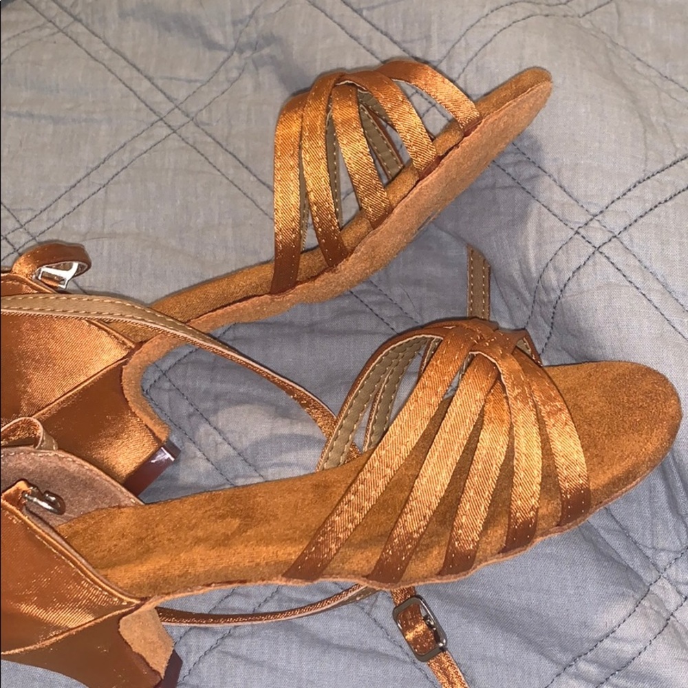 Satin Brown Sandals with small heel